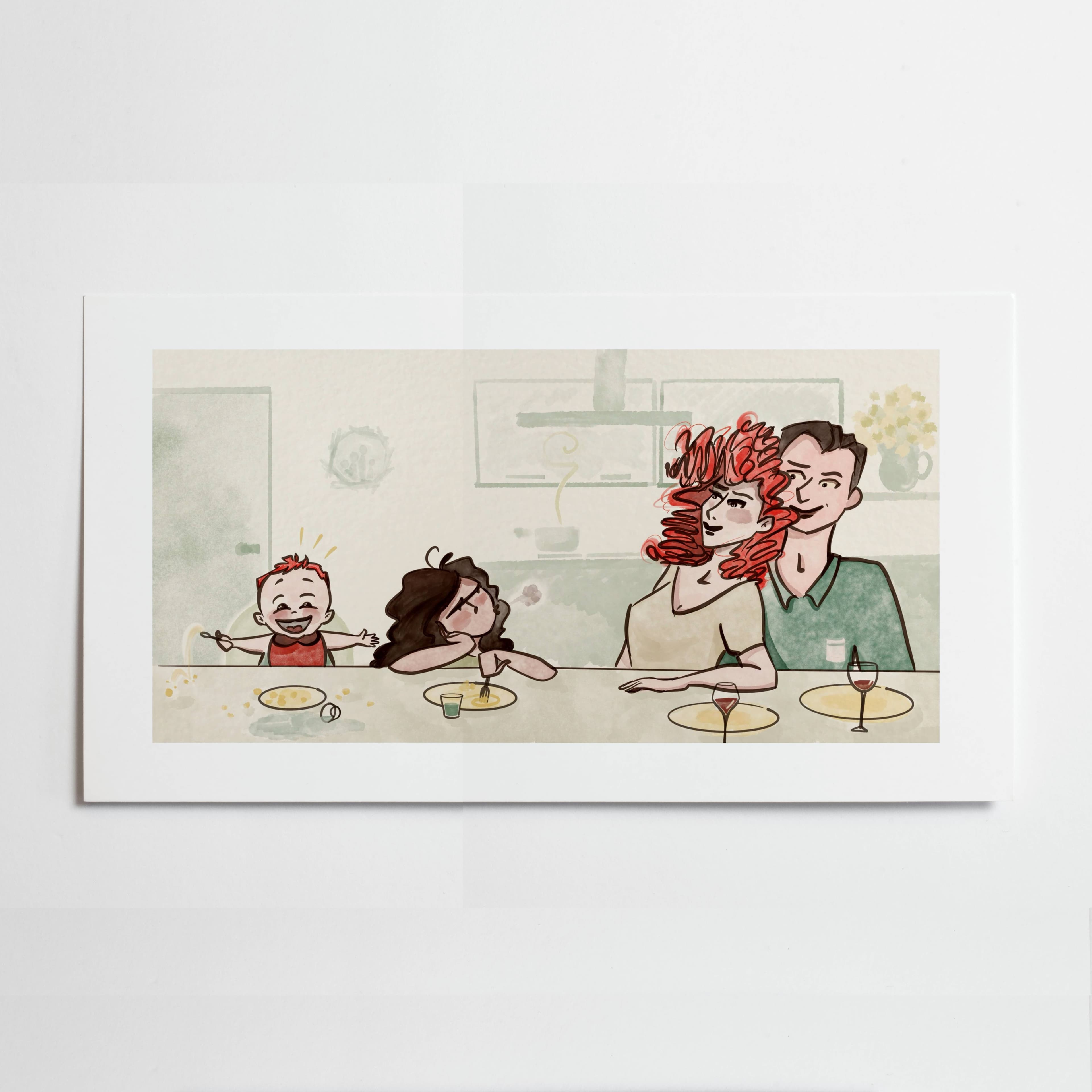 Portrait De Famille À Table — illustration de Margaux Cortier
