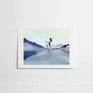 Fille au paddle sur lac
